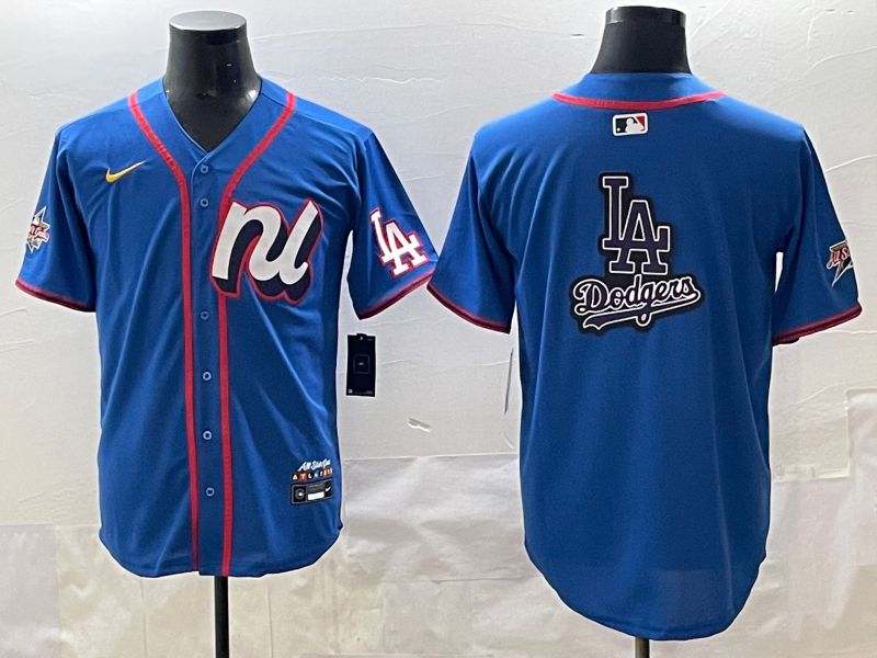 Men 2025 Los Angeles Dodgers Blank Blue All star Blank Blue Nike MLB Jersey style 7->los angeles dodgers->MLB Jersey